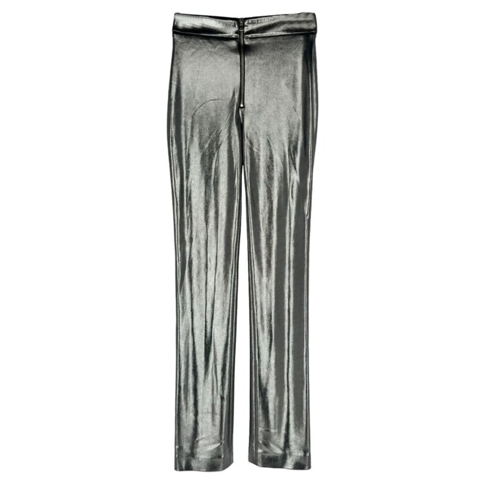 Galvan London Straight-Leg Trousers in Metallic Silver Polyester